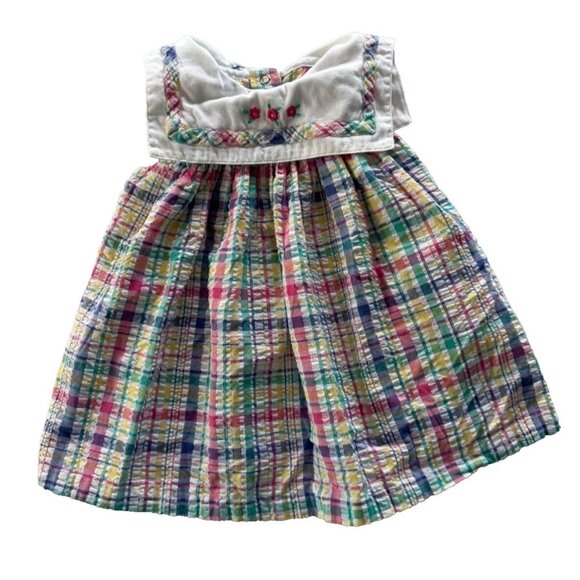 VTG Gymboree Baby XS 9 Month Collared Plaid Summer Cotton Dress